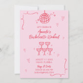 Hand getekend geïllustreerd roze & rood vrijgezell kaart (Voorkant)