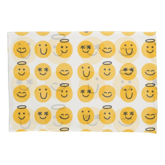 Hand Getekend Gelukkig Emoji Patroon Kussensloop (Voorkant)