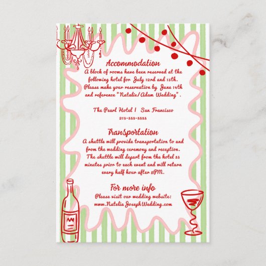 Hand getekend geschilderd eigenzinnige bruiloft le informatiekaartje (Voorkant)