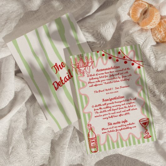 Hand getekend geschilderd eigenzinnige bruiloft le informatiekaartje