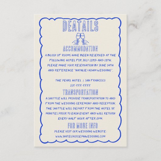 Hand getekend geschreven eigenzinnige krabbel brui informatiekaartje (Voorkant)