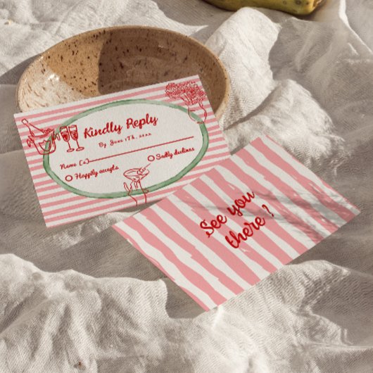 Hand getekend Geschreven geschilderd eigenzinnige  RSVP Kaartje