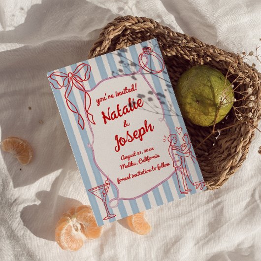 Hand getekend geschreven kleurrijke eigenzinnige l save the date