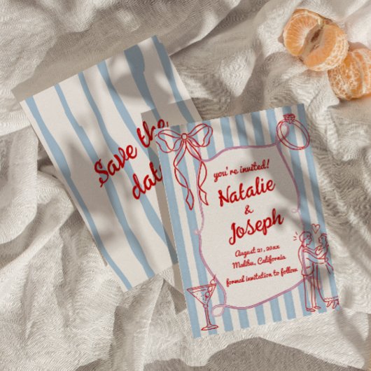 Hand getekend geschreven kleurrijke eigenzinnige l save the date