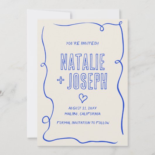 Hand getekend geschreven retro vet eigenzinnige le save the date (Achterkant)