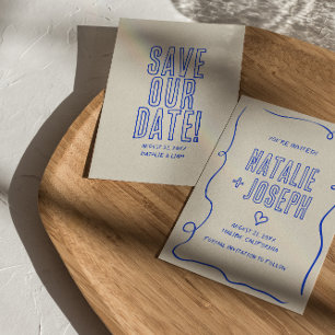 Hand getekend geschreven retro vet eigenzinnige le save the date