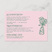 Hand getekend geschreven roze kleurrijke bruiloft  informatiekaartje (Voorkant)