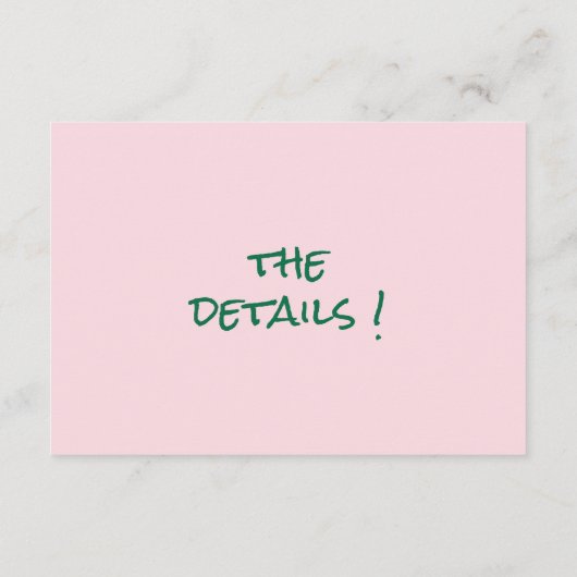 Hand getekend geschreven roze kleurrijke bruiloft informatiekaartje (Achterkant)