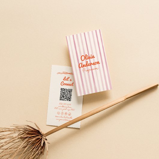 Hand getekend geschreven roze Sinaasappel Whimsy B Visitekaartje