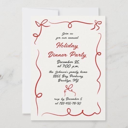 Hand getekend grillig kerstdiner kaart (Voorkant)