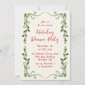 Hand getekend grillig kerstdiner kaart (Voorkant)