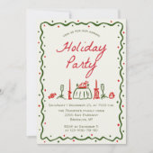 Hand getekend grillig kerstdiner kaart (Voorkant)