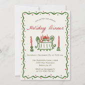 Hand getekend grillig kerstdiner kaart (Voorkant)