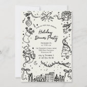 Hand getekend grillig kerstdiner kaart (Voorkant)