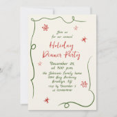 Hand getekend grillig kerstdiner kaart (Voorkant)