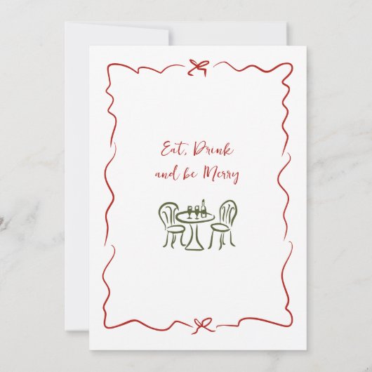 Hand getekend grillig kerstdiner kaart (Achterkant)