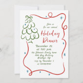 Hand getekend grillig kerstdiner kaart (Voorkant)