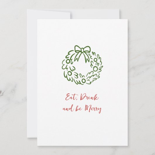 Hand getekend grillig kerstdiner kaart (Achterkant)