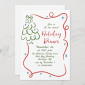 Hand getekend grillig kerstdiner kaart (Voorkant / Achterkant)