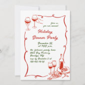 Hand getekend grillig kerstdiner kaart (Voorkant)