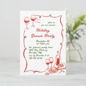 Hand getekend grillig kerstdiner kaart (Staand voorkant)