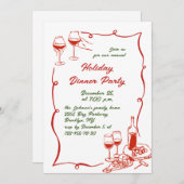 Hand getekend grillig kerstdiner kaart (Voorkant / Achterkant)