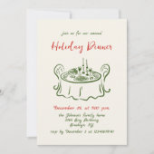 Hand getekend grillig kerstdiner kaart (Voorkant)