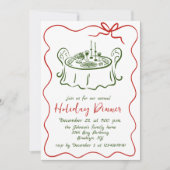 Hand getekend grillig kerstdiner kaart (Voorkant)