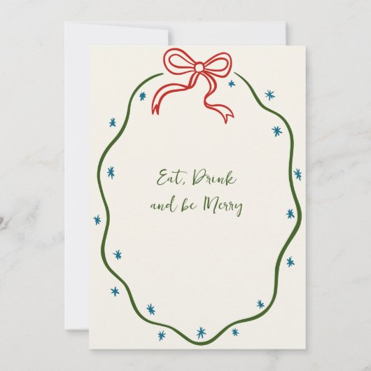 Hand getekend grillig kerstdiner kaart (Achterkant)