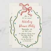 Hand getekend grillig kerstdiner kaart (Voorkant / Achterkant)