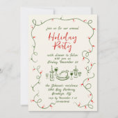 Hand getekend grillig kerstdiner kaart (Voorkant)