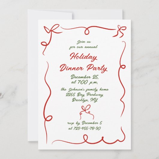 Hand getekend grillig kerstdiner kaart (Voorkant)