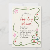 Hand getekend grillig kerstdiner kaart (Voorkant)