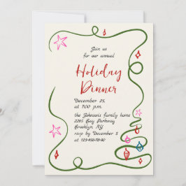 Hand getekend grillig kerstdiner kaart