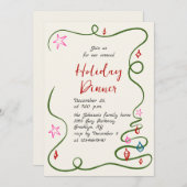 Hand getekend grillig kerstdiner kaart (Voorkant / Achterkant)