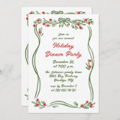 Hand getekend grillig kerstdiner kaart (Voorkant / Achterkant)