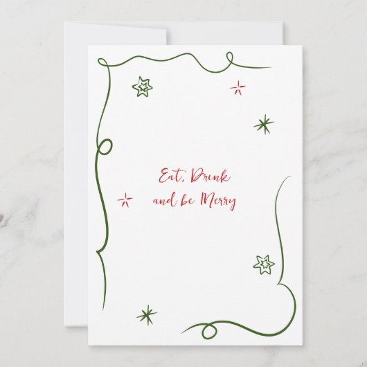 Hand getekend grillig kerstdiner kaart (Achterkant)