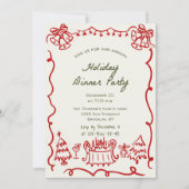 Hand getekend grillig kerstdiner kaart (Voorkant)