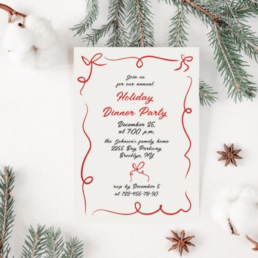 Hand getekend grillig kerstdiner kaart