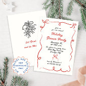 Hand getekend grillig kerstdiner kaart