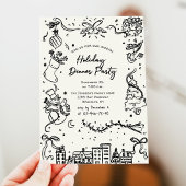 Hand getekend grillig kerstdiner kaart