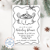 Hand getekend grillig kerstdiner kaart