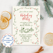 Hand getekend grillig kerstdiner kaart