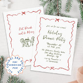 Hand getekend grillig kerstdiner kaart