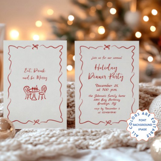 Hand getekend grillig kerstdiner kaart