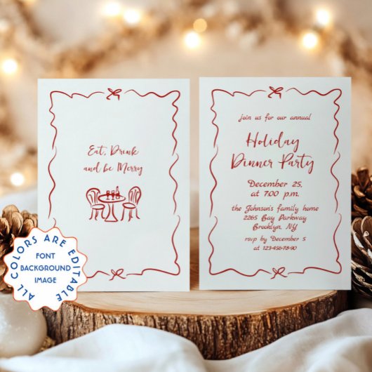 Hand getekend grillig kerstdiner kaart