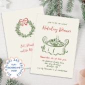 Hand getekend grillig kerstdiner kaart