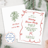 Hand getekend grillig kerstdiner kaart