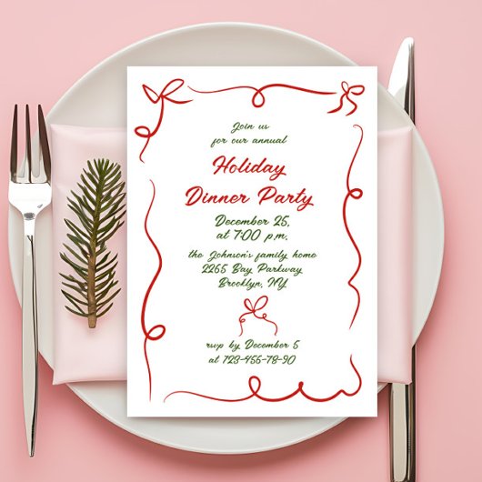 Hand getekend grillig kerstdiner kaart