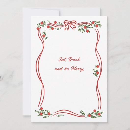 Hand getekend grillig kerstdiner kaart (Achterkant)